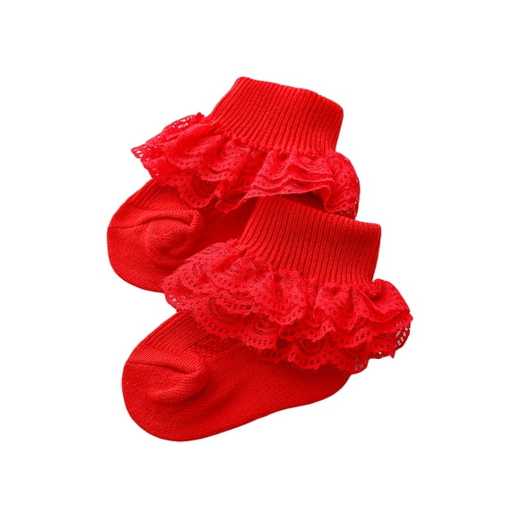 aturustex Baby Girls Boys Cotton Socks Cute Eyelet Frilly Lace Baptism Socks Birthday Gift for Infants