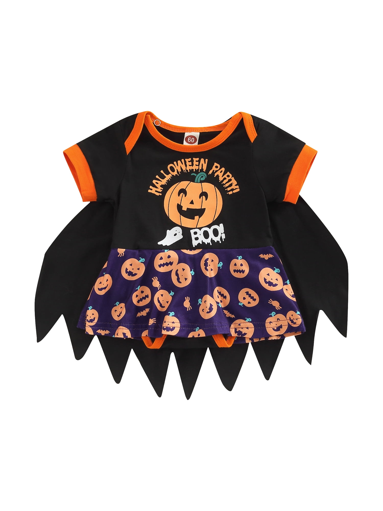 Aturustex Baby Girls Halloween Romper Featuring Pumpkin Print And Short 