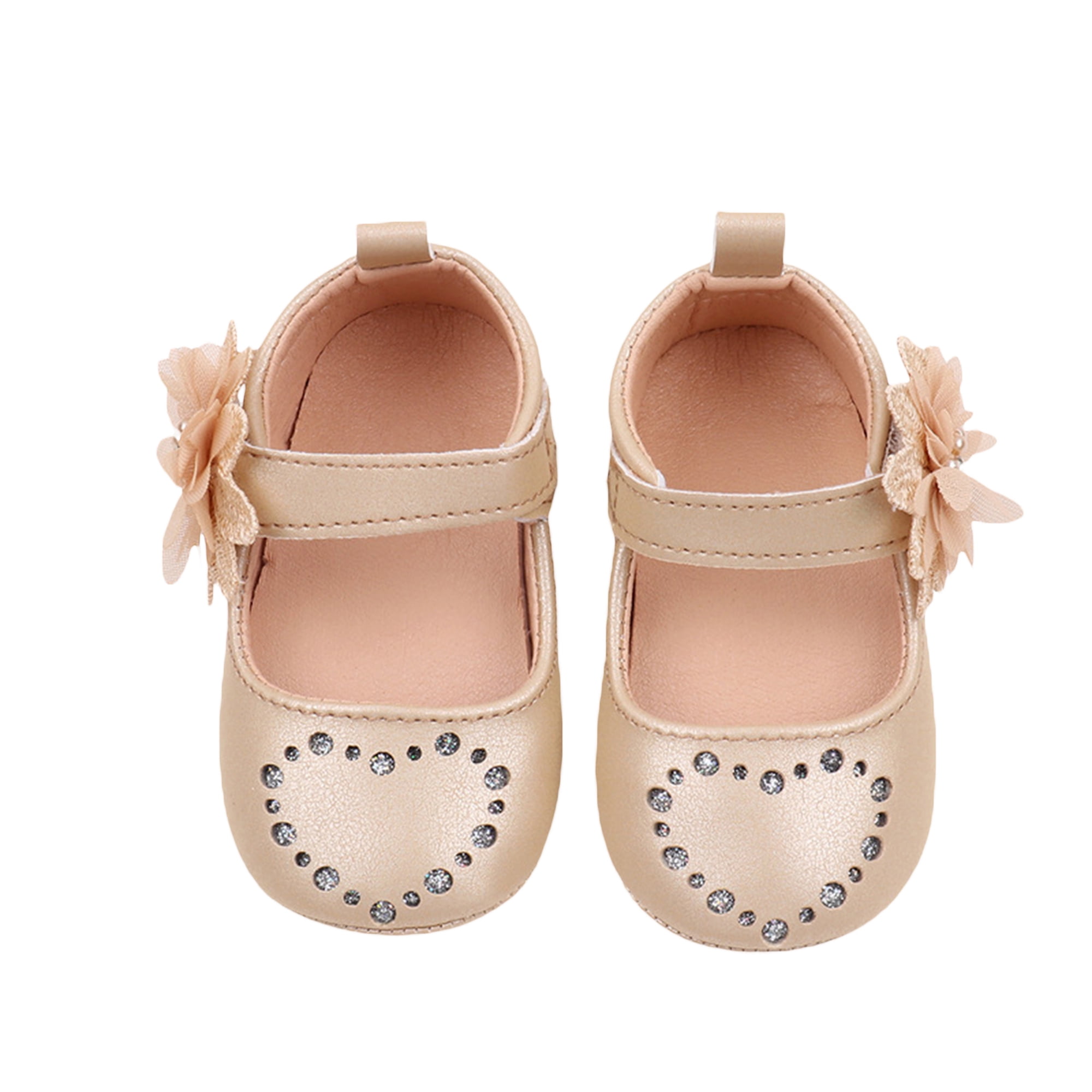 aturustex Baby Girls Mary Jane Shoes Rhinestones Flower Princess Flats