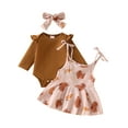 thumbnail image 1 of aturustex Baby Girls Thanksgiving Skirt Outfits 0 3M 6M 12M 18M Infant Long Sleeve Ruffled Romper Crew Neck Bodysuits Solid Jumpsuits Turkey Pie Printily Thanksgiving Clothes for Little Girl, 1 of 1