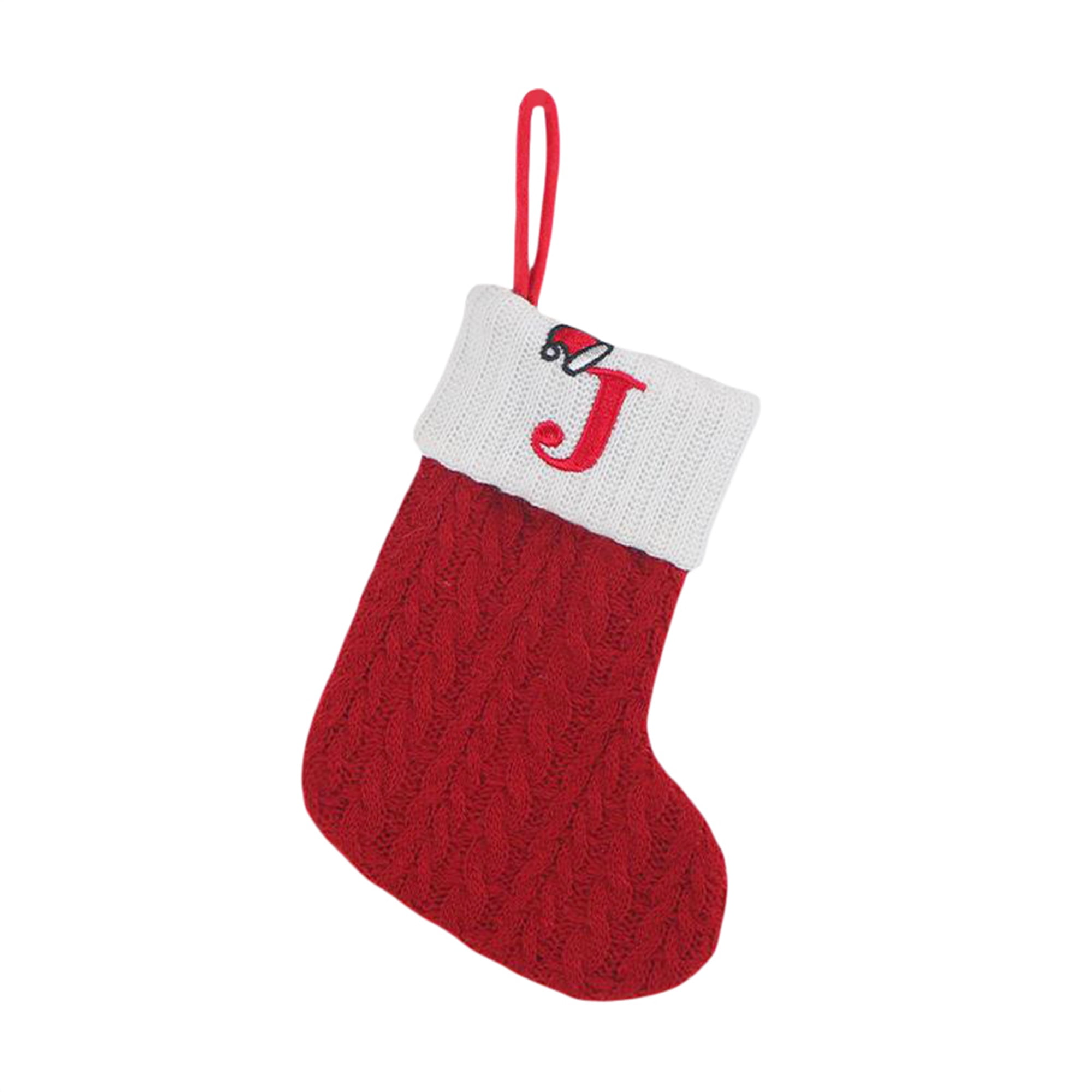 aturustex Christmas Stockings Hanging Ornaments, Red Letters Knitted