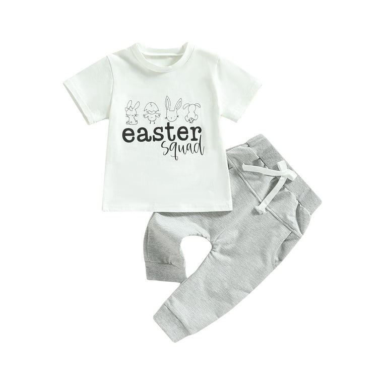 aturustex Easter Outfits for Baby Boy Summer Short Sleeve Round