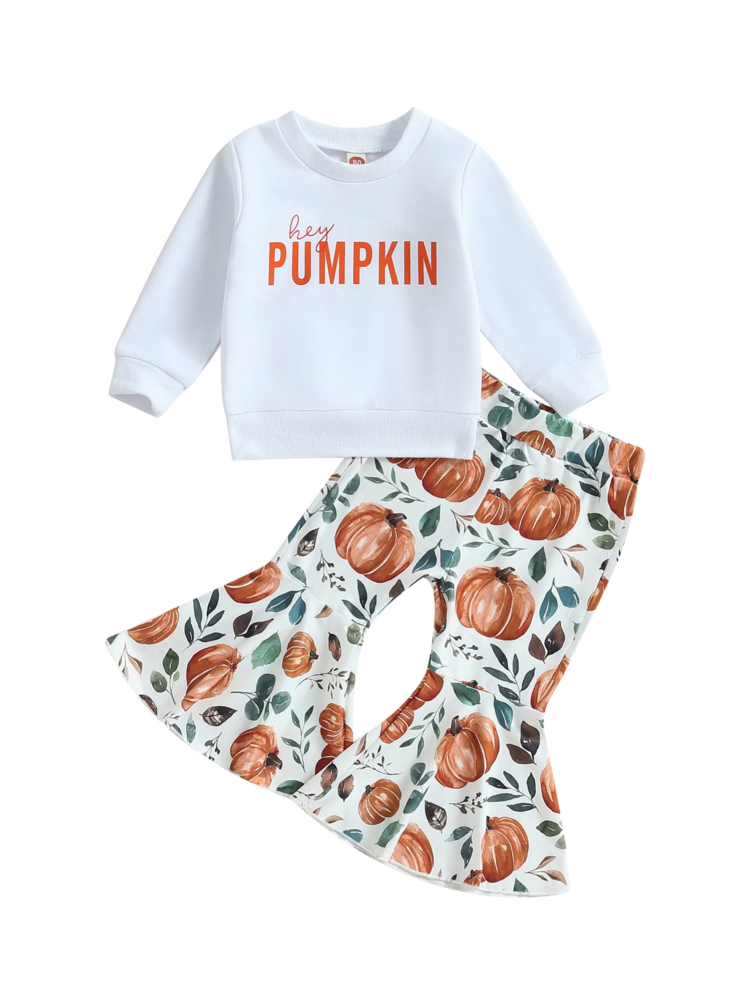 aturustex Girls Halloween Pants Set, Letters Print Sweatshirt Pumpkin