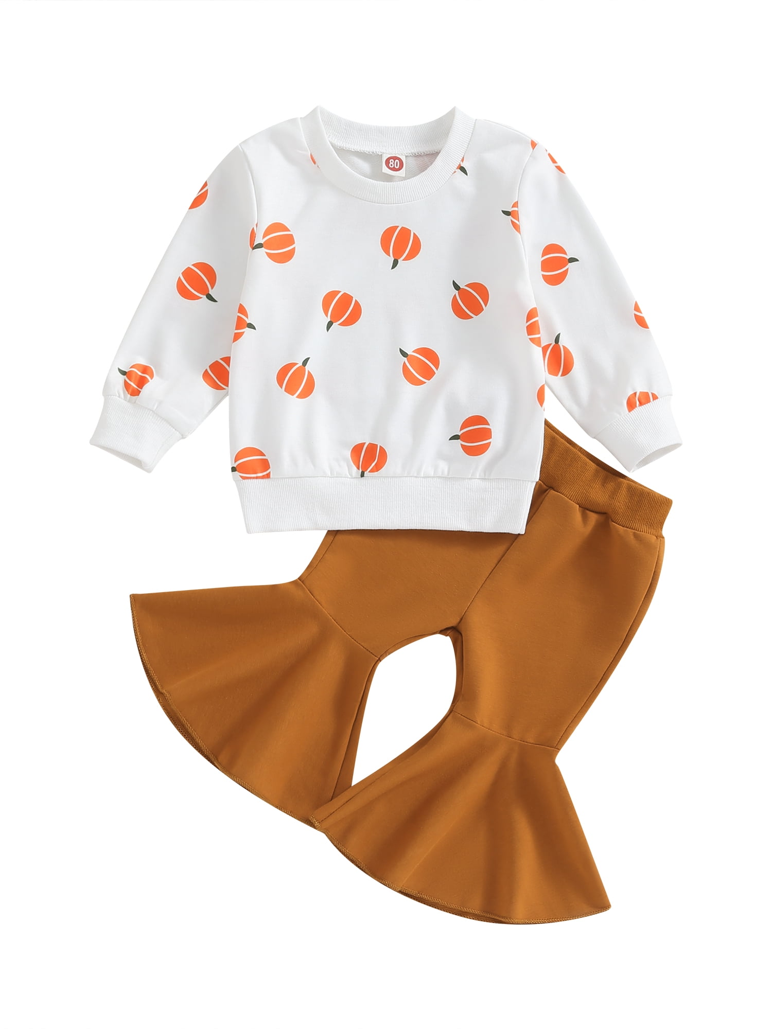 aturustex Girls Halloween Pants Set, Pumpkin Print Sweatshirt with