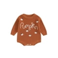 thumbnail image 1 of aturustex Halloween Clothes for Baby Girls Boys Sweater Rompers 0-18M Infant Pumpkin Letter Embroidery Pullovers Bodysuits Long Sleeve Jumpsuits Toddler Fashion Cute Thick Cozy Warm Fall Outfits, 1 of 7