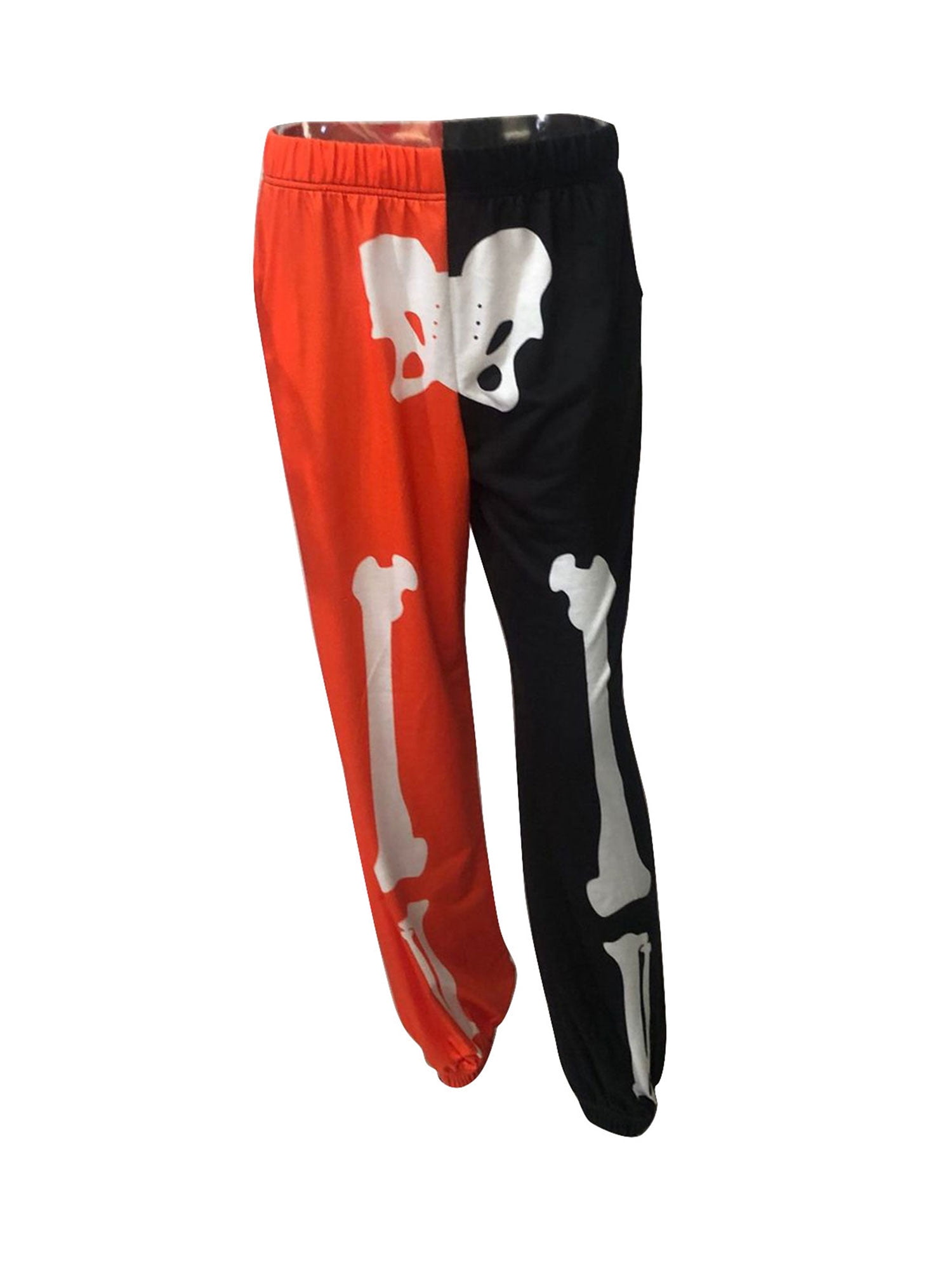aturustex Halloween Women Sweatpants Bone Grimace Bat Print