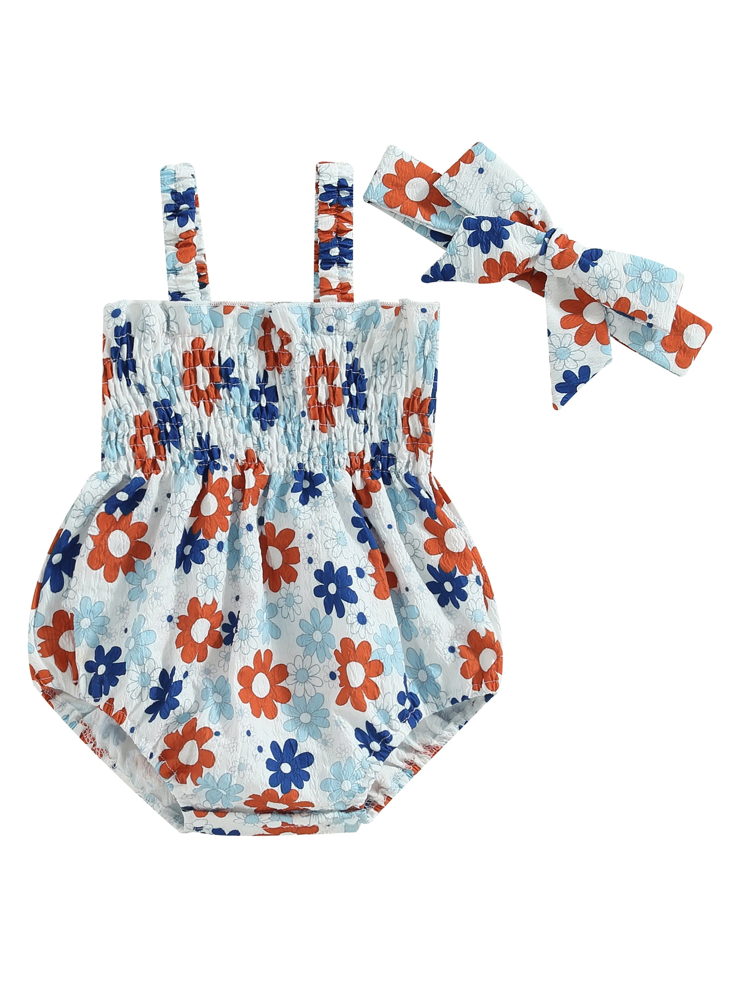 aturustex Independence Day Infant Romper Baby Girls Flower Print Bodysuits