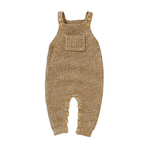 aturustex Infant Baby Boy Girl Cozy Basic Knit Jumpsuits 0-18M Newborn Sleeveless Rompers Thick Warm Knitted Overalls Square Neck Chunky Cable Knitweas Loose Casual Comfy Fall Winter Outfits