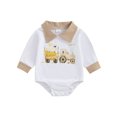 thumbnail image 1 of aturustex Infant Baby Boy Shirt Romper 0 3M 6M 9M 12M 18M Toddler Long Sleeve Sweatshirt Bodysuit Lapel Collar Cartoon Print Playsuit Newborn Little Boys Loose Casual Spring Fall Clothes, 1 of 7