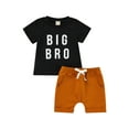 thumbnail image 1 of aturustex Infant Baby Boy Two Piece Set Lettering Print Crew Neck Short Sleeve T-shirt Tops Elastic Drawstring Waist Shorts Summer Outfit, 1 of 9