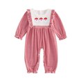 thumbnail image 1 of aturustex Infant Baby Girls Christmas Jumpsuit 0 3M 6M 12M Newborn Santa Claus/Christmas Tree Embroidery Romper Long Sleeve Crew Neck Bodysuits Toddler Little Girl Fashion Loose Casual Daily Clothes, 1 of 7