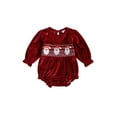 thumbnail image 1 of aturustex Infant Baby Girls Christmas Romper 0-18M Newborn Long Sleeve Velvet Bodysuits Crewneck Santa Claus Embroidery Jumpsuit Toddler Little Girl Fashion Cozy Casual Fall Clothes, 1 of 8