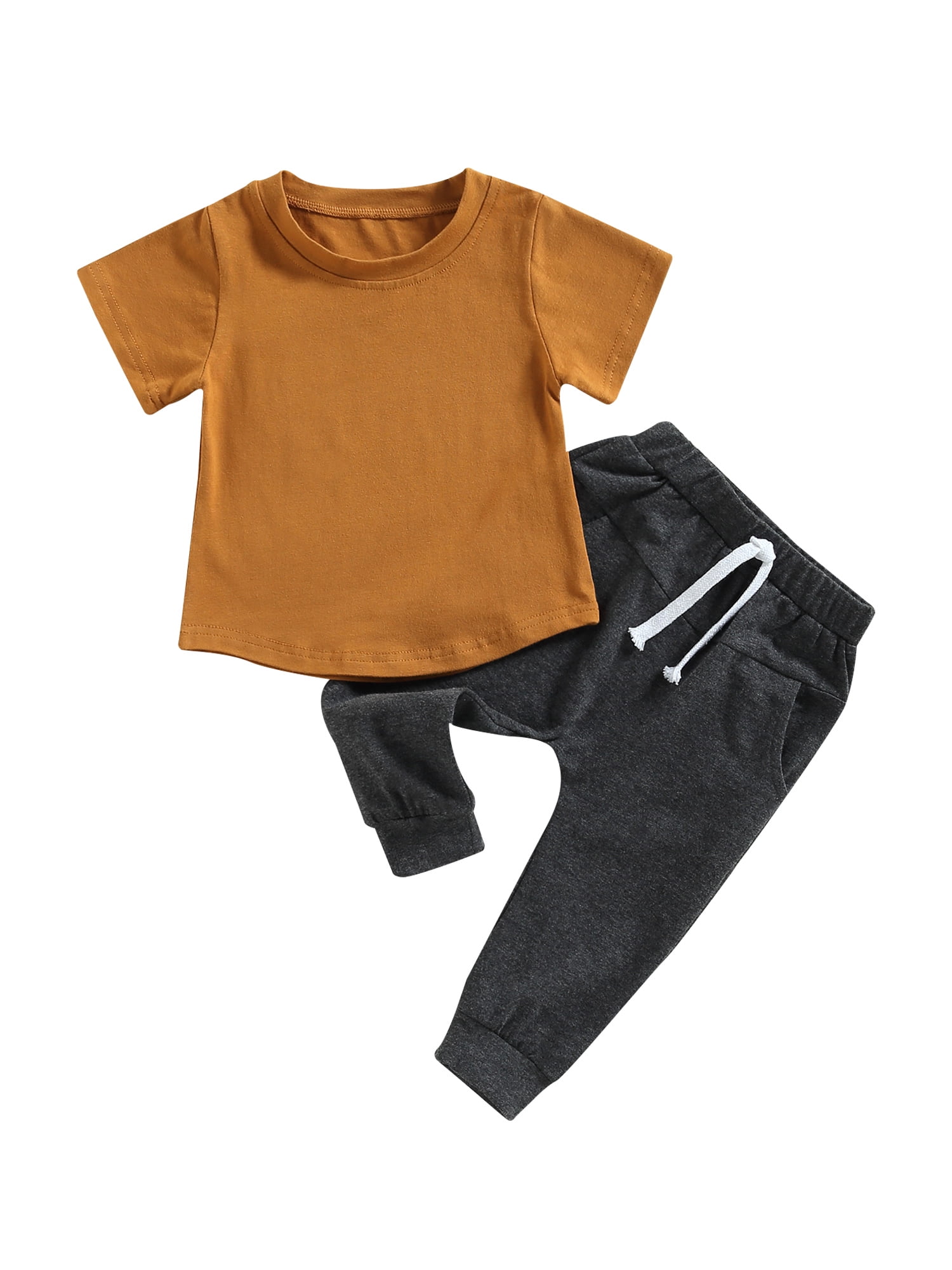 aturustex Infant Boys Spring Clothes Set Solid Color TShirts and Pants