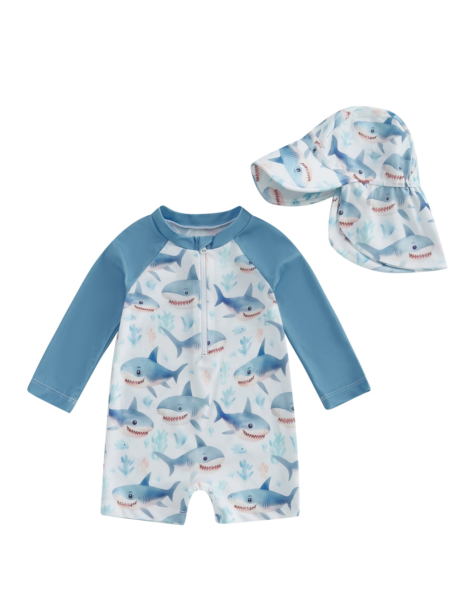aturustex Little Boy Non-Pilling Rash Guard Swimsuits+Sunhat 6M 12M 18M ...