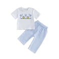 thumbnail image 1 of aturustex Little Boys 2pcs Easter Pants Outfits 6M 12M 18M 2T 3T 4T Toddler Short Sleeve T-shirt Bunny Embroidery Shirts Crew Neck Tee Shirt Tops and s Spring Summer Outfit for Holiday Party, 1 of 7