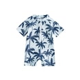 thumbnail image 1 of aturustex Little Boys Rash Guard Swimsuit Set 0-3T Toddler Coconut Tree Print Bathing Suits Infant Baby Short Sleeve Jumpsuits Crew Mock Neck Zipper Rily Summer Outfits for Holiday Swim Pool, 1 of 7