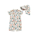 thumbnail image 1 of aturustex Little Boys Rash Guard Swimsuit with Swim Cap 0-5T Toddler Baby Zipper Jumpsuits Swimwear Short Sleeve Crew Neck Rompers Animal Print Bathinal Beachwear for Holiday Party Swim Pool, 1 of 6