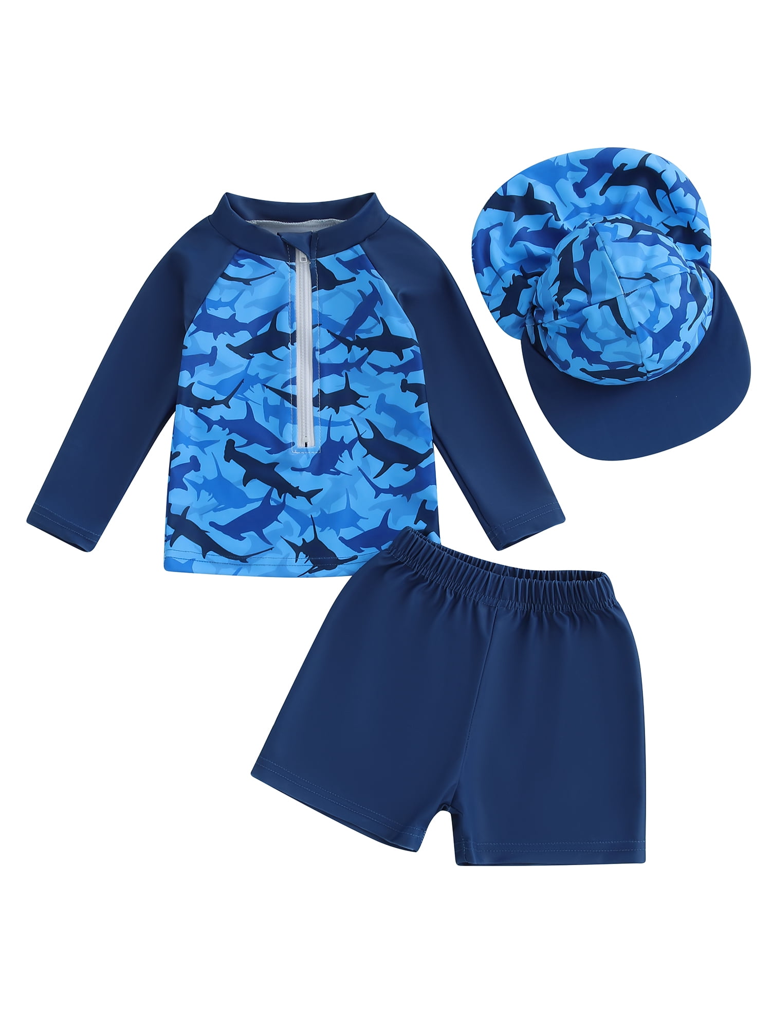 aturustex Little Boys Rash Guard Swimsuit and Swim Hat Set 3M-3T ...