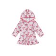 thumbnail image 1 of aturustex Little Girl Zipper Cover Up Dress Beachwear 2T-7T Toddler Baby Short Sleeve Hooded Towel Robe Bow Print Loose Ruffled Hem Cover-Up Hoodies Bups Swimwear for Swim Pool Holiday Party, 1 of 7