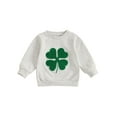 thumbnail image 1 of aturustex Little Girls Boys Irish Day Sweatshirts 3M 6M 12M 18M 2T 3T Toddler Baby Clover Embroidery Pullovers Long Sleeve Hoodies Crew Neck Jumpers I Fashion Casual Cute Spring Fall Clothes, 1 of 7