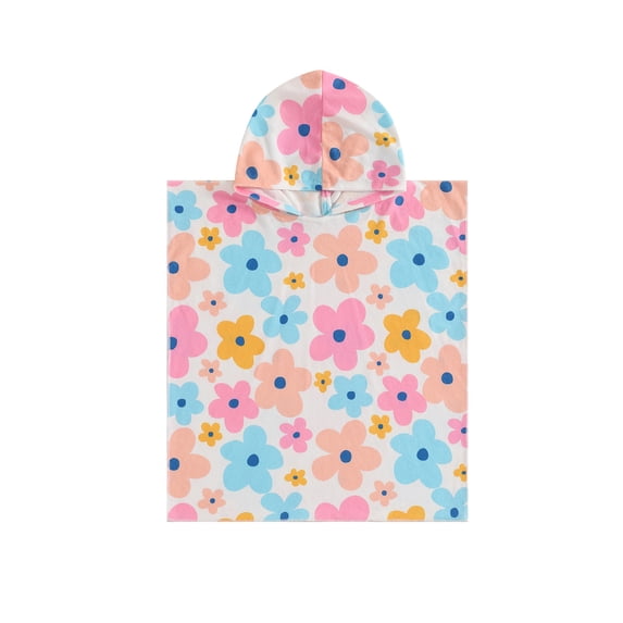 aturustex Little Girls Hooded Poncho Towel 12M 18M 2T 3T 4T 5T Toddlers Absorbent Bath and Beach Towels Hoodies Floral Print Soft Wearable Blanket BatCute Comfy Swimwear for Summer Beachwear