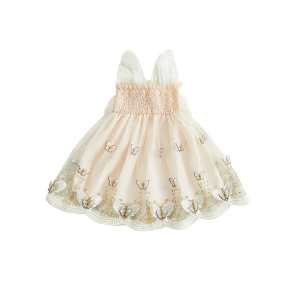 aturustex Little Girls Princess Dress 6M 12M 18M 2T 3T 4T Toddler Baby Butterfly Embroidery Fairy Dress Sleeveless A-line Dress Ruffled Casual Tulle D Dress Outfits for Holiday Party Wedding