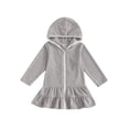 thumbnail image 1 of aturustex Little Girls Zip-Up Robe Towel Beachwear 1T-8T Toddler Baby Solid Basic Swim Coverups Hoodies Long Sleeve Wearable Blanket Hooded Beach Dresmwear for Summer Holiday Party Swim Pool, 1 of 7
