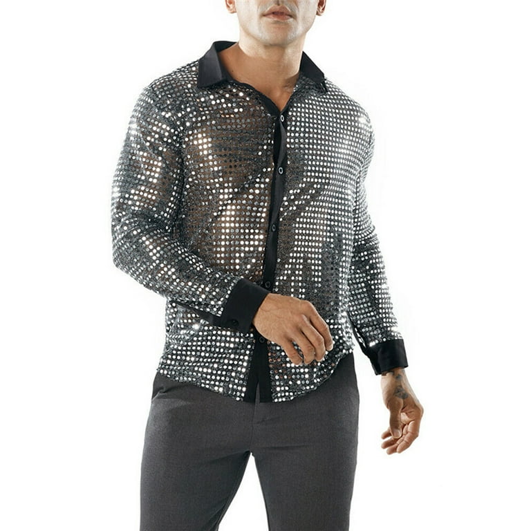 Mens sequin dress shirt online