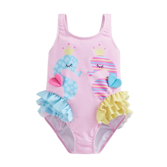 aturustex Print Ruffles One-Piece Swimsuit (Girl’s, Sizes 18M-6T)