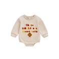 thumbnail image 1 of aturustex Thanksgiving Clothes for Baby Girls Boys 0-12M Infant Long Sleeve Sweatshirt Rompers Newborn Embroidery Letters Turkey Crew Neck Bodysuits Pr Loose Casual Daily Spring Fall Outfits, 1 of 8