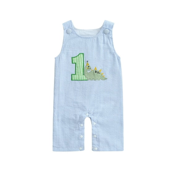 aturustex Toddler Baby Boys Birthday Jumpsuits 6M 12M 18M Infant Sleeveless Tank Rompers Round Neck Vest Bodysuits Pants Cupcake Embroidery Playsuits mmer Outfits Beachwear for Holiday Party