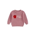 thumbnail image 1 of aturustex Toddler Baby Girl Birthday Cozy Sweaters 9M 12M 18M Infant Long Sleeve Knit Pullovers Round Neck Knitted Jumpers Strawberry Embroidery Knitwoose Warm Casual Clothes for Spring Fall, 1 of 7