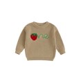 thumbnail image 1 of aturustex Toddler Baby Girl Birthday Cozy Sweaters 9M 12M 18M Infant Long Sleeve Knit Pullovers Round Neck Knitted Jumpers Strawberry Embroidery Knitwoose Warm Casual Clothes for Spring Fall, 1 of 7
