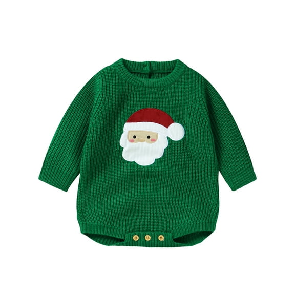 aturustex Toddler Baby Girl Boy Christmas Sweater Romper 1M 3M 6M 9M 12M 18M Infant Snowman Embroidery Knitted Bodysuits Long Sleeve Crew Neck Sweaterls Boys Loose Casual Winter Fall Clothes