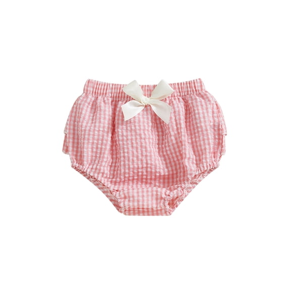 aturustex Toddler Baby Girl Classic Plaid Shorts 0 3M 6M 12M 18M 24M Infant Elastic Waist Bubble Shorts Lounge Tiered Detail Bow Triangle Short Pants intage Comfy Shorts Beachwear for Summer