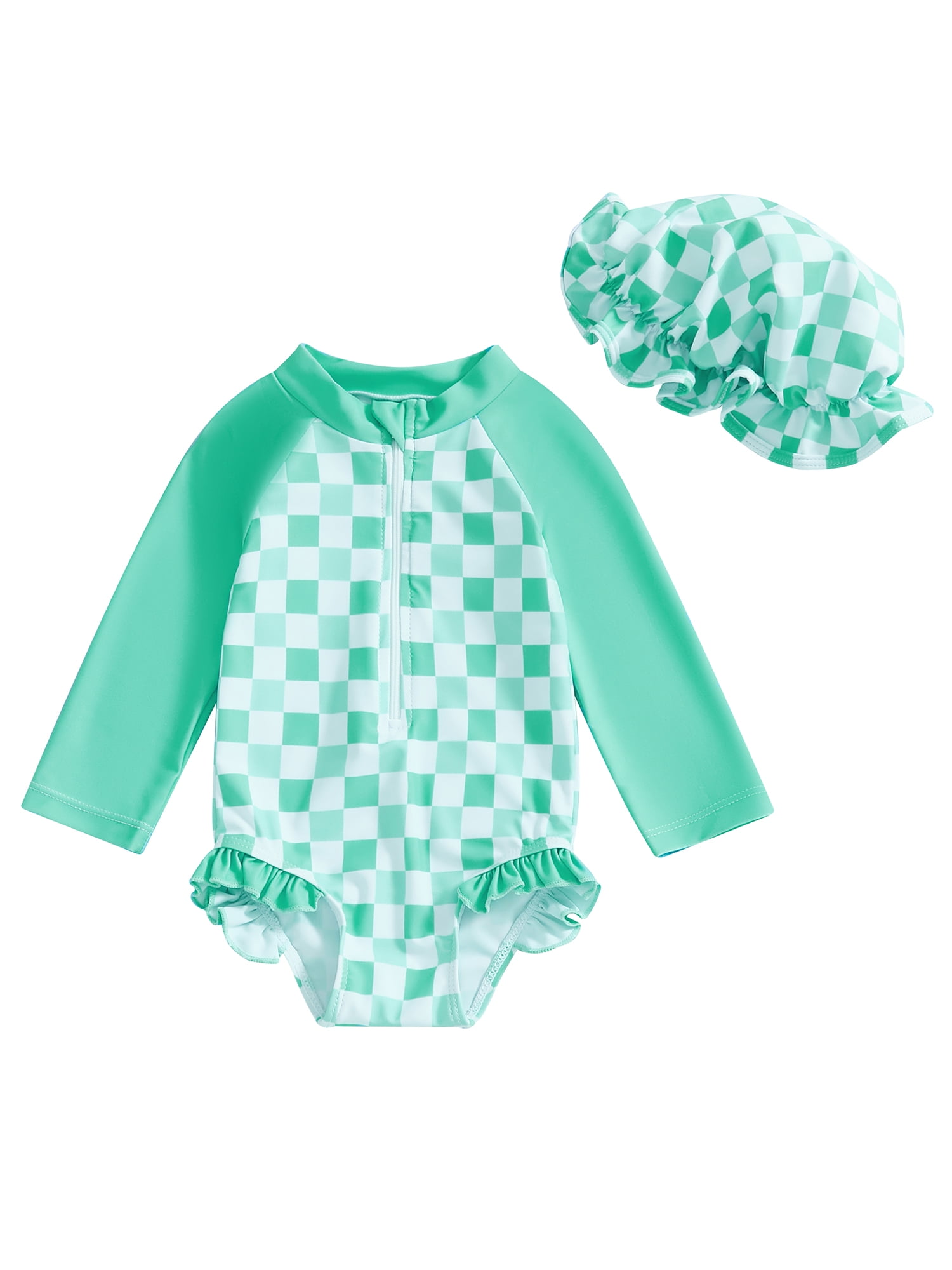 aturustex Toddler Baby Girl Rash Guard Swimsuit with Sun Hat 0-24M ...