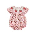thumbnail image 1 of aturustex Toddler Baby Girls Bubble Rompers 0-18M Infant Sleeveless Crew Neck Bodysuit Strawberry Print T-Shirt Jumpsuits Newborn Fashion Cute Summer Romper Little Girl Loose Casual Daily Clothes, 1 of 7