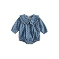 thumbnail image 1 of aturustex Toddler Baby Girls Bubble Rompers 0 3M 6M 12M 18M Infant Long Sleeve Babydoll Jumpsuits Doll Collar Bow Print Bodysuit Little Girl Fashion Loose Cute Casual Daily Spring Fall Clothes, 1 of 7