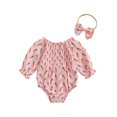 thumbnail image 1 of aturustex Toddler Baby Girls Easter Bubble Romper Outfits 0 3M 6M 12M 18M Infant Long Sleeve Smocked Bodysuits Carrot Pattern Jumpsuit Elastic Crew Neing Fall Daily Clothes for Holiday Party, 1 of 7