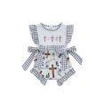 thumbnail image 1 of aturustex Toddler Baby Girls Plaid Romper 0 3M 6M 12M 18M Infant Ruffle Sleeveless Bodysuits Cross Embroidery Smocked Jumpsuits Round Neck Rompers Lit Cute Casual Daily Spring Summer Outfits, 1 of 8