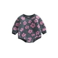 thumbnail image 1 of aturustex Toddler Baby Girls Plush Sweatshirts Rompers 0-24M Infant Long Sleeve Bodysuits Pullovers Crew Neck Flower Jumpsuits Newborn Cozy Warm Floral Winter Clothes Kids Casual Daily Fleece Outfits, 1 of 8