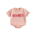 thumbnail image 1 of aturustex Toddler Baby Girls T-shirt Romper 0 3M 6M 9M 12M Infant Short Sleeve Shirt Bodysuits Round Neck Bubble Jumpsuits Bow Embroidery Rompers Kidsweet Clothes Beachwear for Holiday Party, 1 of 6