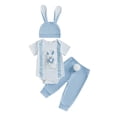 thumbnail image 1 of aturustex Toddler Boy 3pcs Easter Pants Outfits 0 3M 6M 9M 12M 18M Infant Baby Short Sleeve Bodysuits Bunny Embroidery Romper Crew Neck Jumpsuits withl Daily Summer Clothes for Holiday Party, 1 of 1