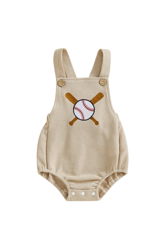 Toddler Boy Girl Overall Rompers 0 3M 6M 12M 18M Infant Baby Baseball Embroidery Bodysuit Sleeveless Bubble Rompers Little Girls Boys Loose mmer Outfits Beachwear for Holiday Party