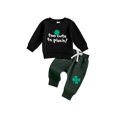 thumbnail image 1 of aturustex Toddler Boy Irish Day Tracksuit Outfits 0 6M 12M 18M 2T 3T Infant Baby Long Sleeve Sweatshirt Clover Letter Print Pullovers Crew Neck Tops +n Loose Cute Casual Daily Jogger Clothes, 1 of 7