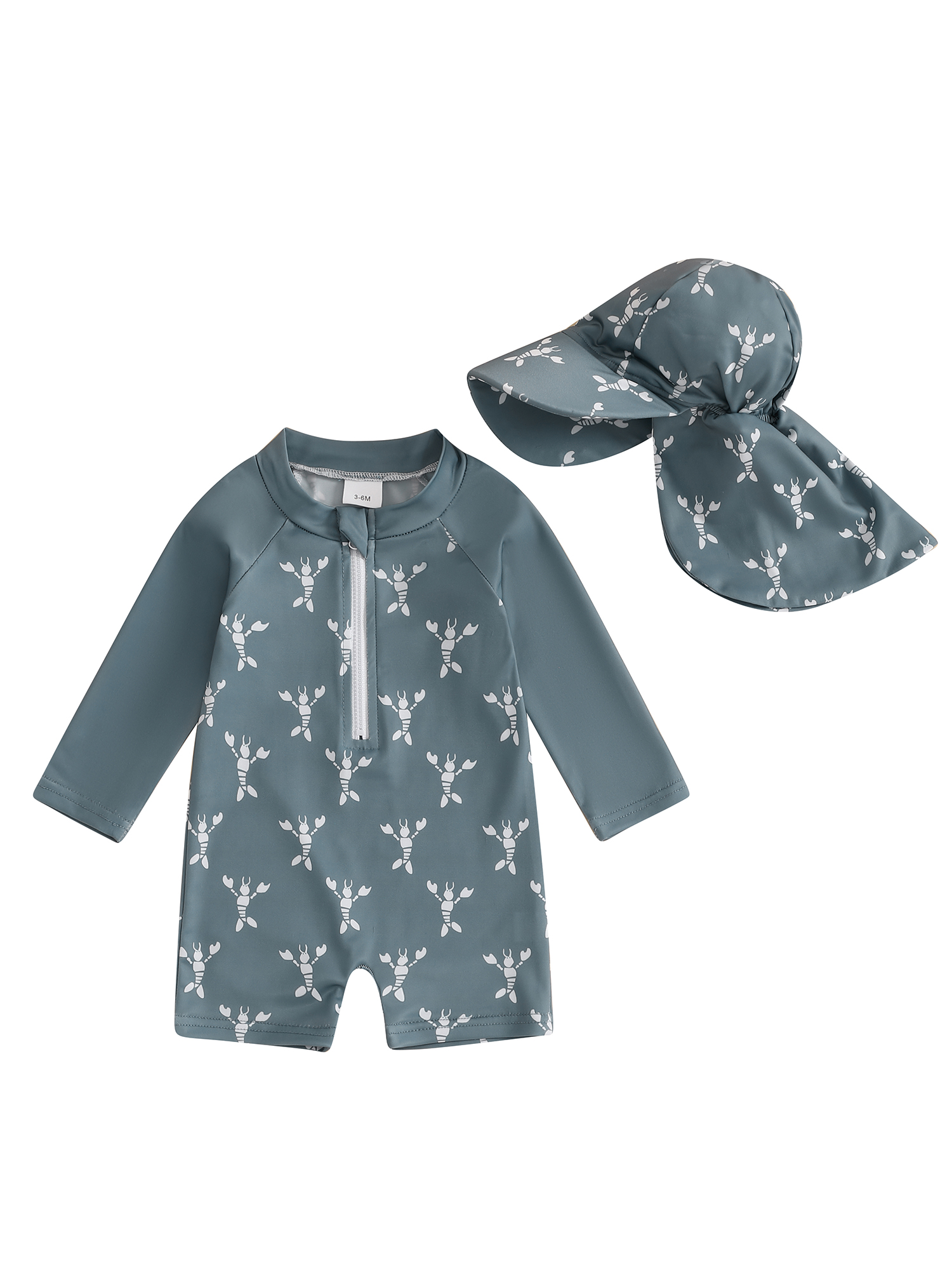 aturustex Toddler Boy Rash Guard Swimsuit with Hat 3M 6M 12M 18M 2T 3T ...