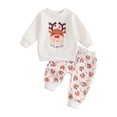 thumbnail image 1 of aturustex Toddler Boys Christmas Tracksuit Outfits 0 6M 12M 18M 2T 3T Infant Long Sleeve Sweatshirts Deer Print Pullovers Crew Neck Tops and Sweatpantl Sweat Suits Kids 2Pcs Fall Clothes Set, 1 of 1