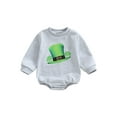 thumbnail image 1 of aturustex Toddler Boys Girls Irish Sweatshirt Romper 0 3M 6M 9M 12M 18M Infant Baby Shamrock Hat Print Bodysuits Long Sleeve Jumpsuits Round Neck Bubbly Spring Fall Clothes for Holiday Party, 1 of 8