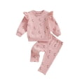 thumbnail image 1 of aturustex Toddler Girl 2-piece Floral Tracksuit Outfits 3M 6M 12M 18M 2T 3T Infant Baby Long Sleeve Sweatshirts Crew Neck Pullovers Tops with Sweatpanual Sweat Suits Kids Spring Fall Clothes, 1 of 9