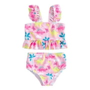 aturustex Toddler Girl 2Pcs Swimsuit 18M 24M 3T 4T 5T 6T Sleeveless Floral Tops Shorts Swimming Beach Wear Bikinis Bathing Suit Summer